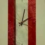 Wanduhr 35x20 cm rot-weiß, Gold
